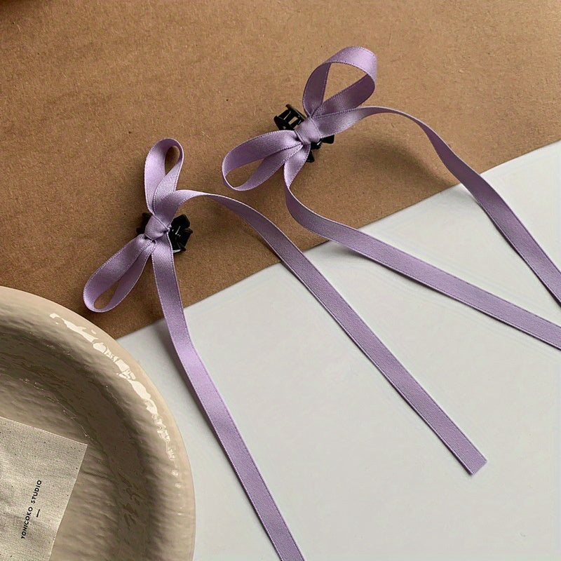 Y2K Girls Ribbon Bow Hair Claw Mini Shark Claw