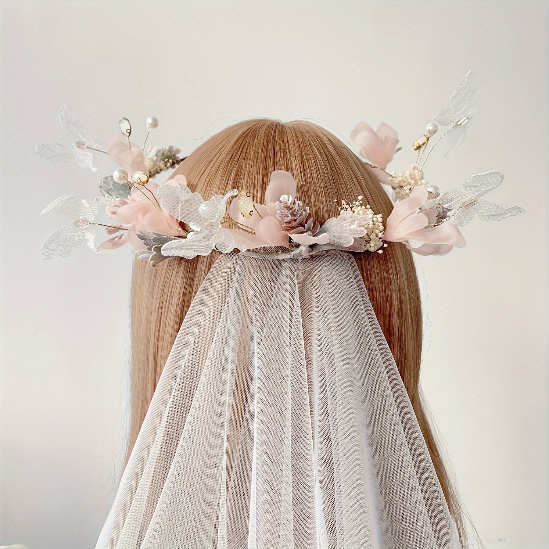 Romantic Bridal Veil with Double Layer Tulle & Butterfly Accents