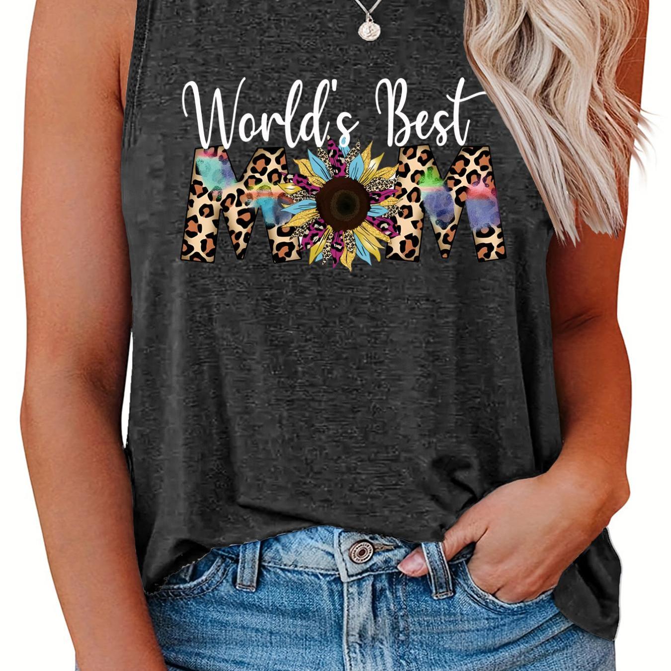  Leopard & Sunflower Tank Top Round Neck