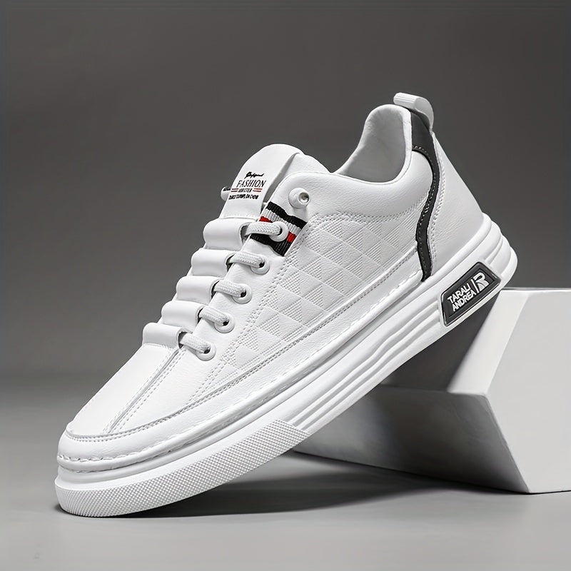 Men's Lace up Sneakers Casual Walking Shoes with PU Leather Upper