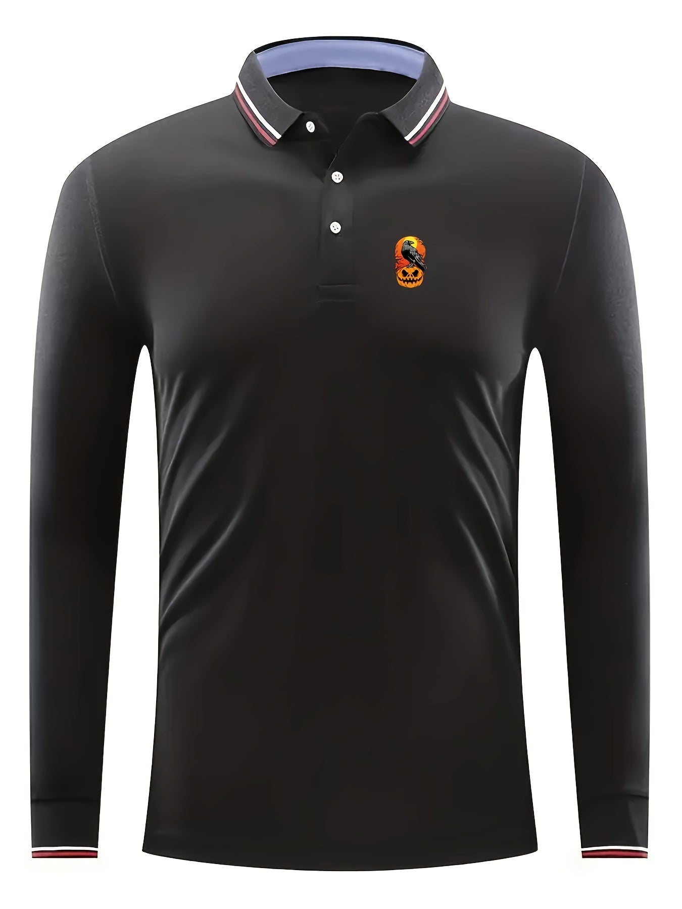 Men's Halloween Crow Pattern Long Sleeve Sports Shirt Top