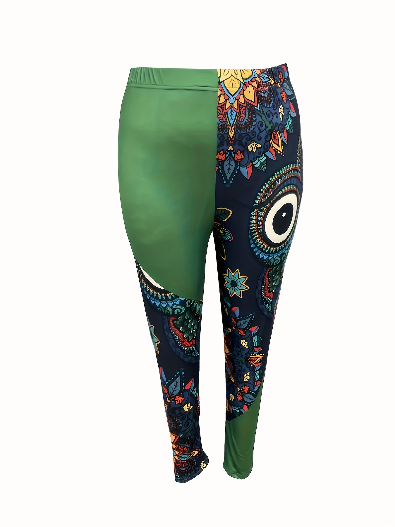  Tribal & Owl Print Elastic High Rise Skinny Trousers