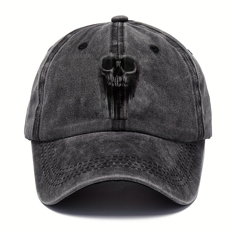 Skull Printed Vintage Baseball Cap Distressed Cotton Dad Hat Unisex Adjustable
