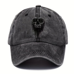 Skull Printed Vintage Baseball Cap Distressed Cotton Dad Hat Unisex Adjustable