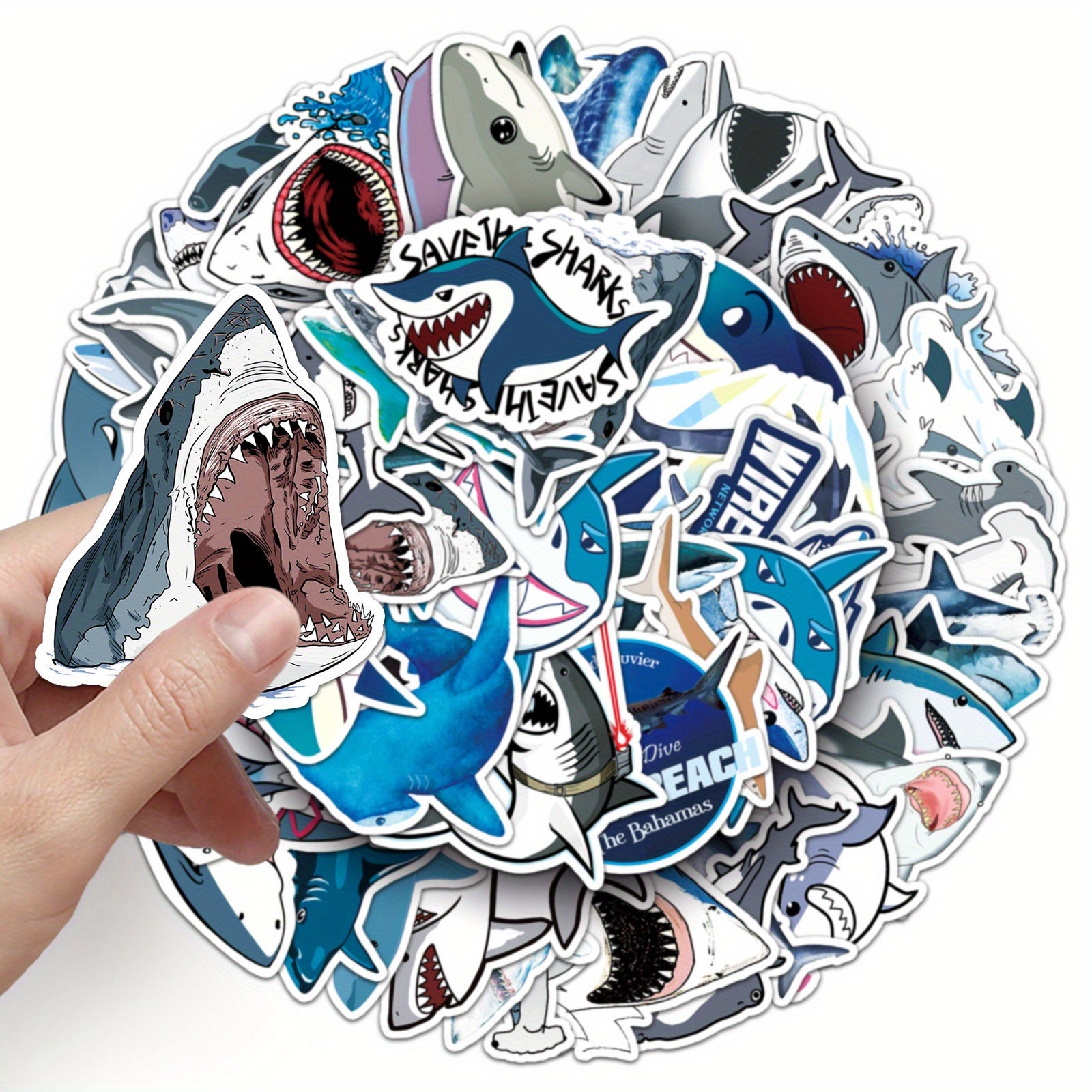 50pcs Shark Stickers Vinyl Decals for Laptops Water Bottles