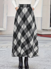  Plaid Maxi Skirt with Pockets