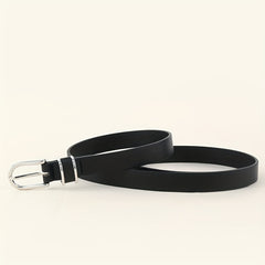 Oval Pin Buckle Thin Belt PU Leather Casual Belt for Women