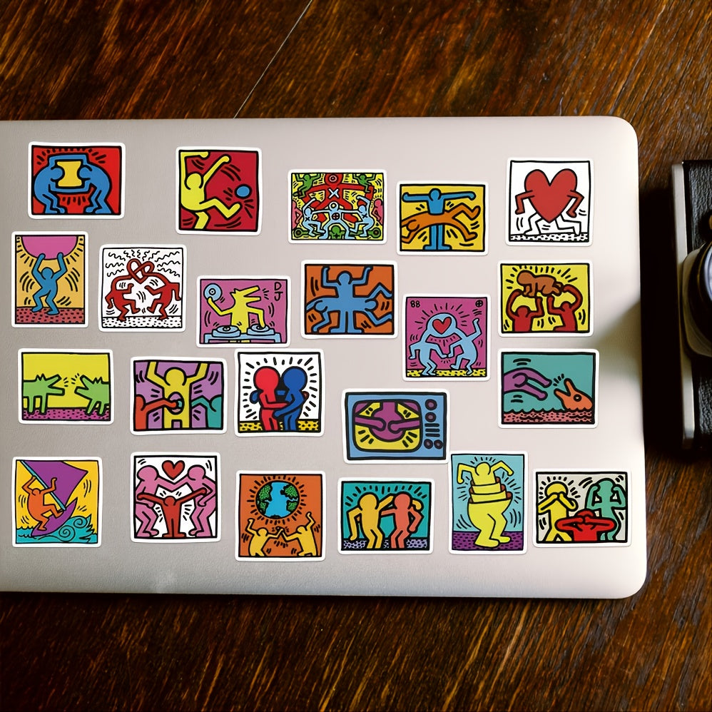 50sheets Skate Haring Sticker Waterproof Phone Case Decor Sticker