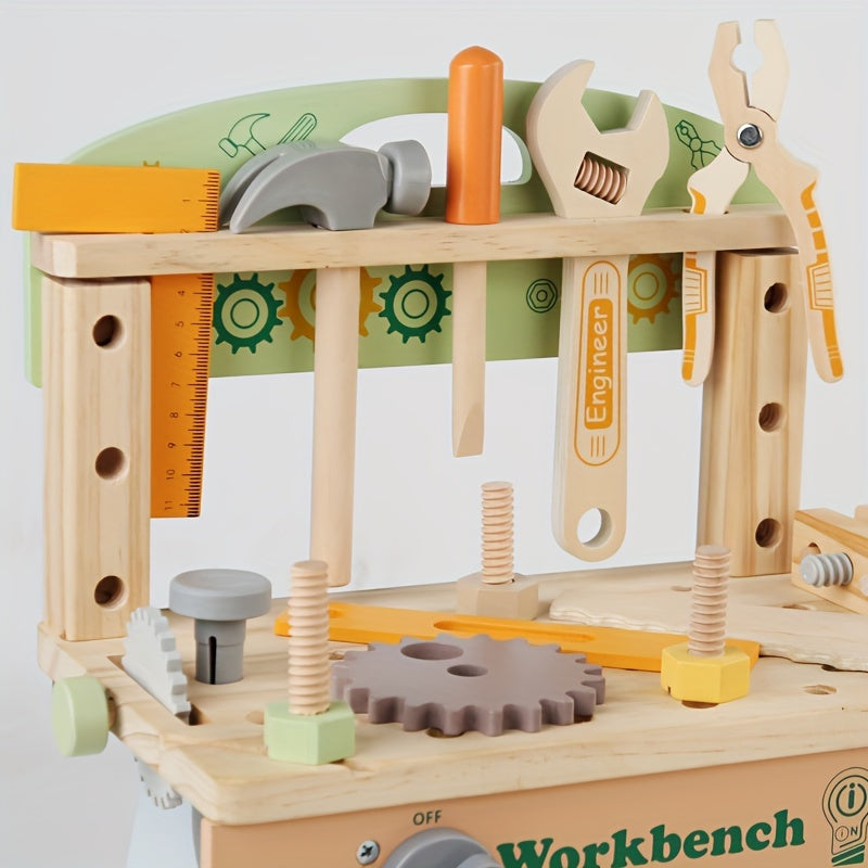 Kids Wooden Construction Toy Set with Tools