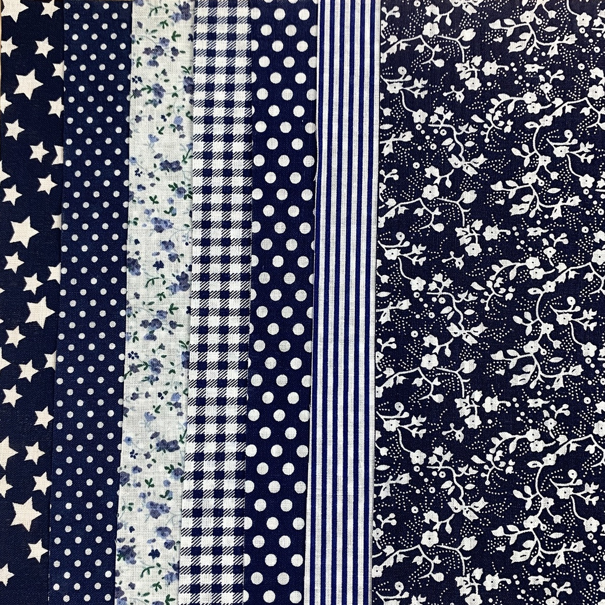 7pcs Navy Cotton Fabric Printed Patchwork Fabric for DIY Sewing