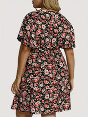  Floral Print Flutter Sleeve Dress