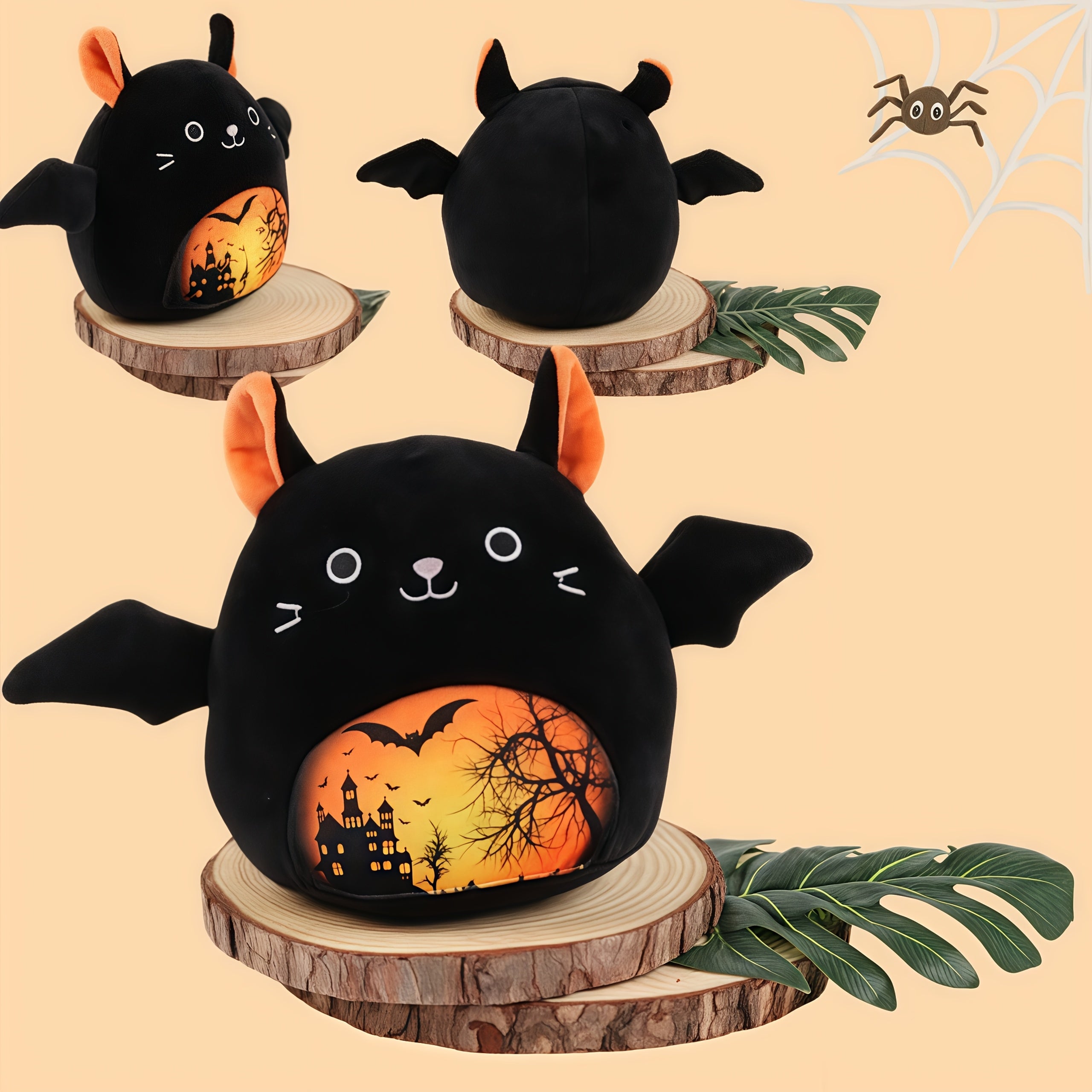 Halloween Cat Plush Toy Bat Ear Stuffed Animal Soft Plush Doll