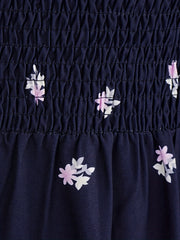  Floral Print Long Sleeve Smock Dress