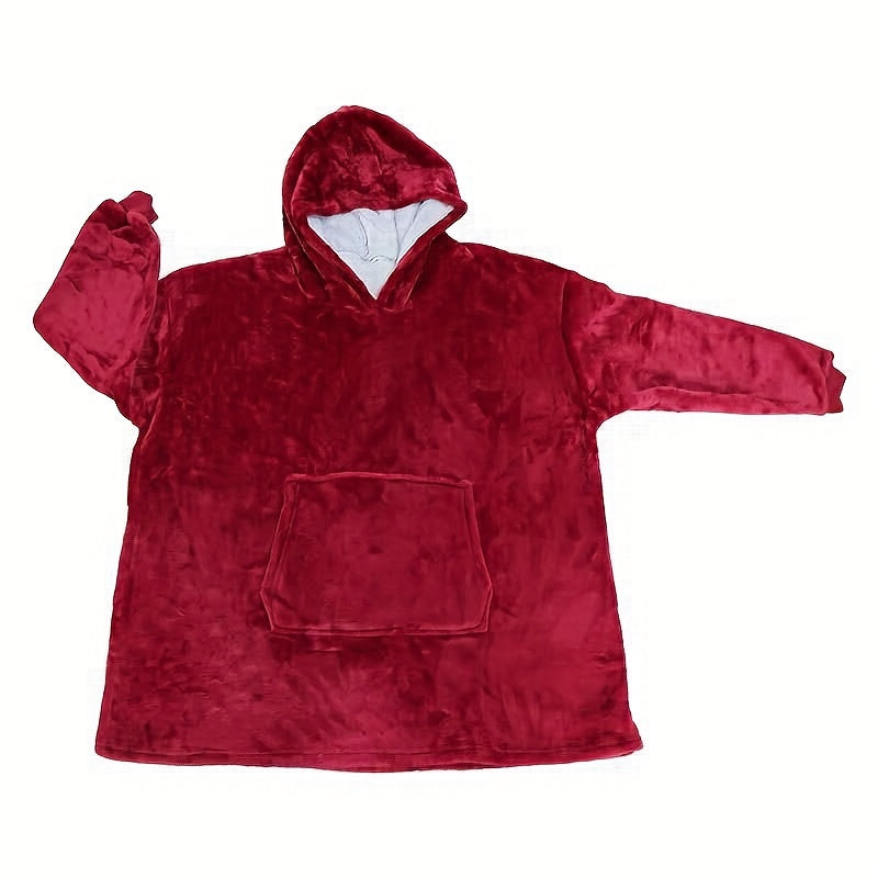 Thickened Hooded Flannel Blanket With Arm Sleeve Coldproof Wearable Blanket