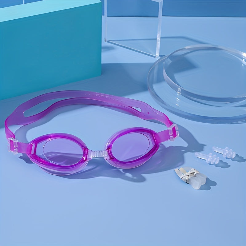 Adjustable Swim Diving Glasses Nose Clip Ear Plugs Waterproof Anti Fog