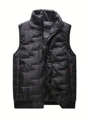 Men's Casual Zipper Pockets Stand Collar Zip Up Vest