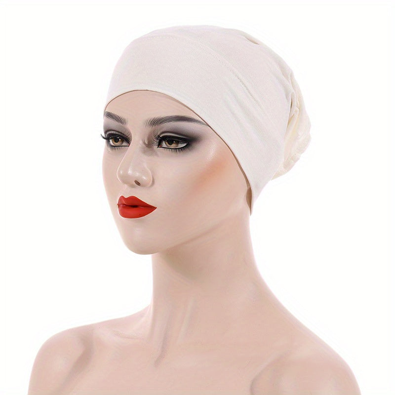 Soft Inner Hijab Hat Women Turban Cap Solid Head Wraps Breathable Underscarf