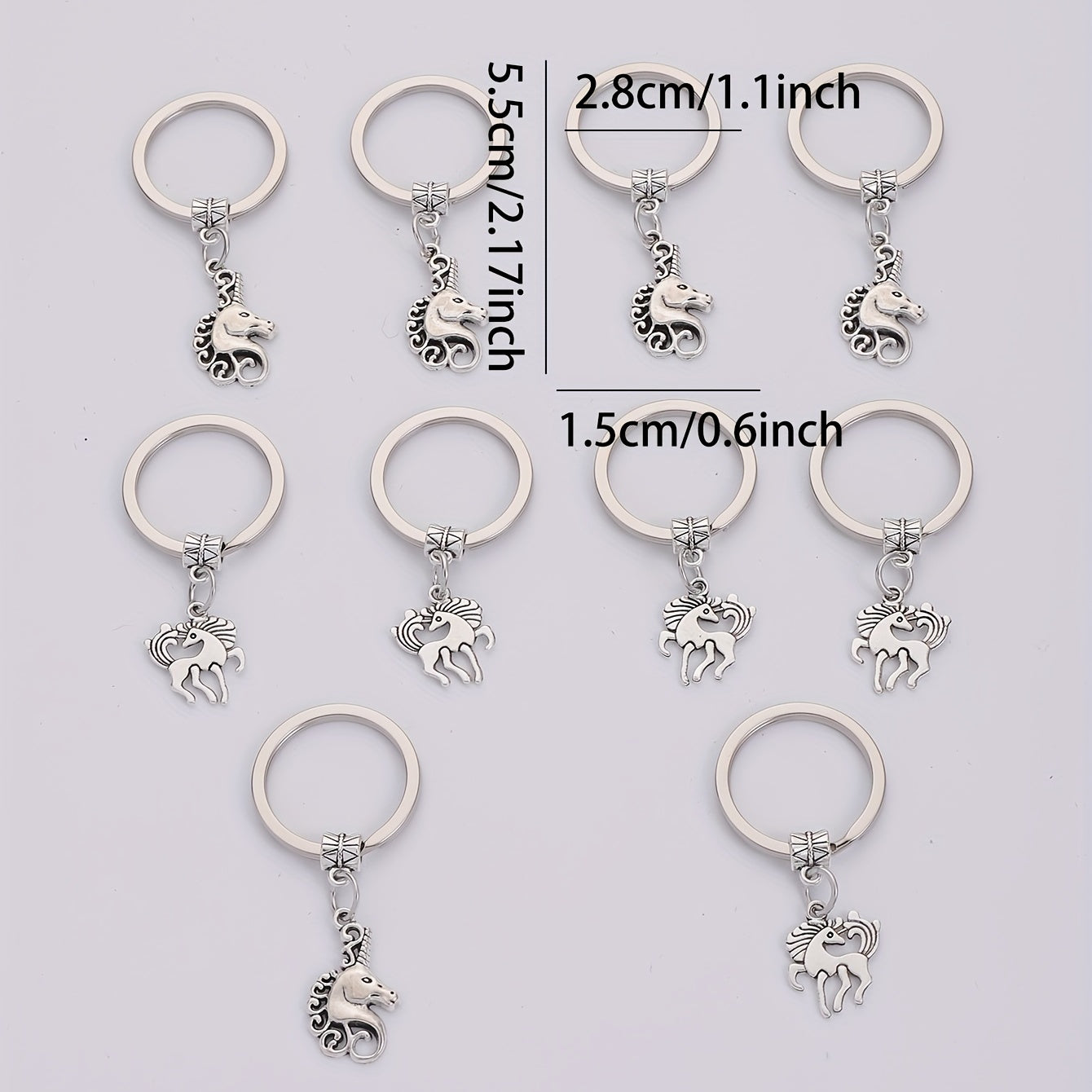 10pcs Alloy Pony Unicorn Keychain Men Business Case Bag Accessories Pendant Gift
