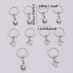 10pcs Alloy Pony Unicorn Keychain Men Business Case Bag Accessories Pendant Gift