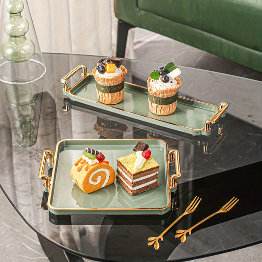 Modern Coffee Tray With Golden Rim Handles