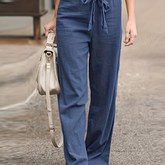 Women's Plus Solid Straight Leg Pants With Belt