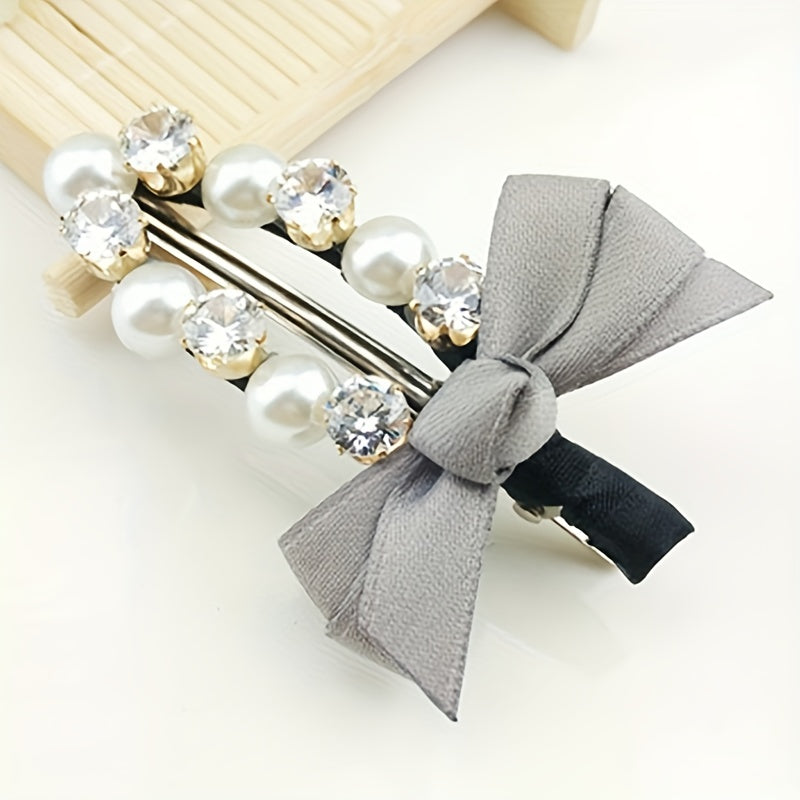 Faux Pearl Rhinestone Hair Clip Non slip Duck Billed Clip Hair Accessories