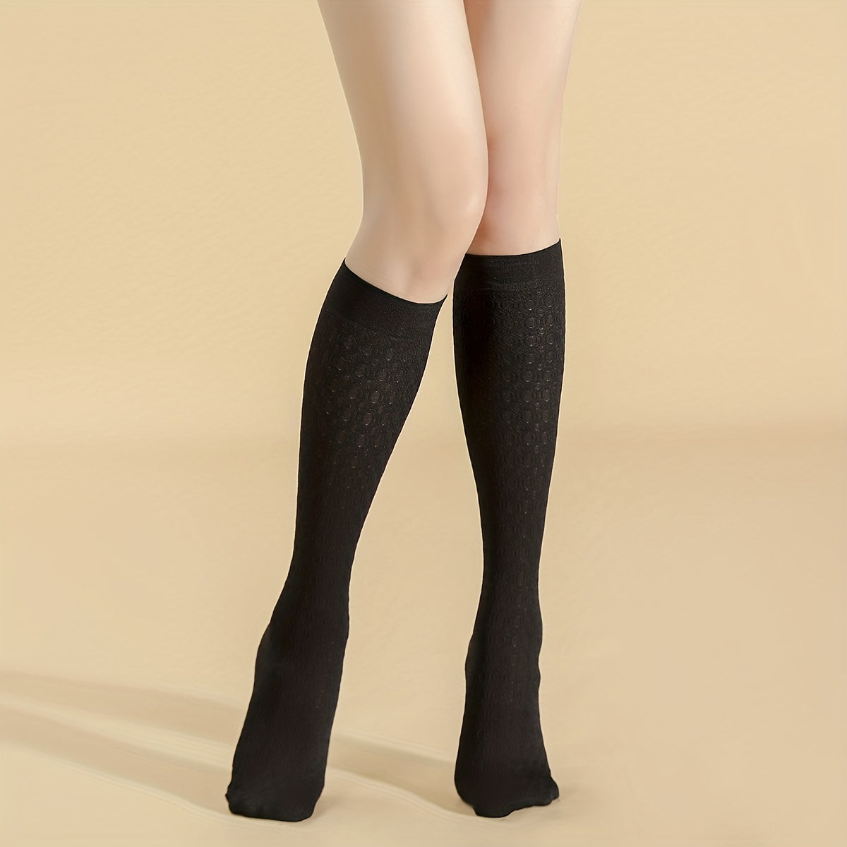Textured Calf Socks Comfy Knee High Women's Stockings