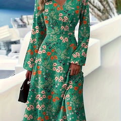  Floral Lantern Sleeve Maxi Dress