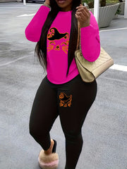  Halloween 2pcs Set Women's Plus Graphic Print Tee & Leggings Set