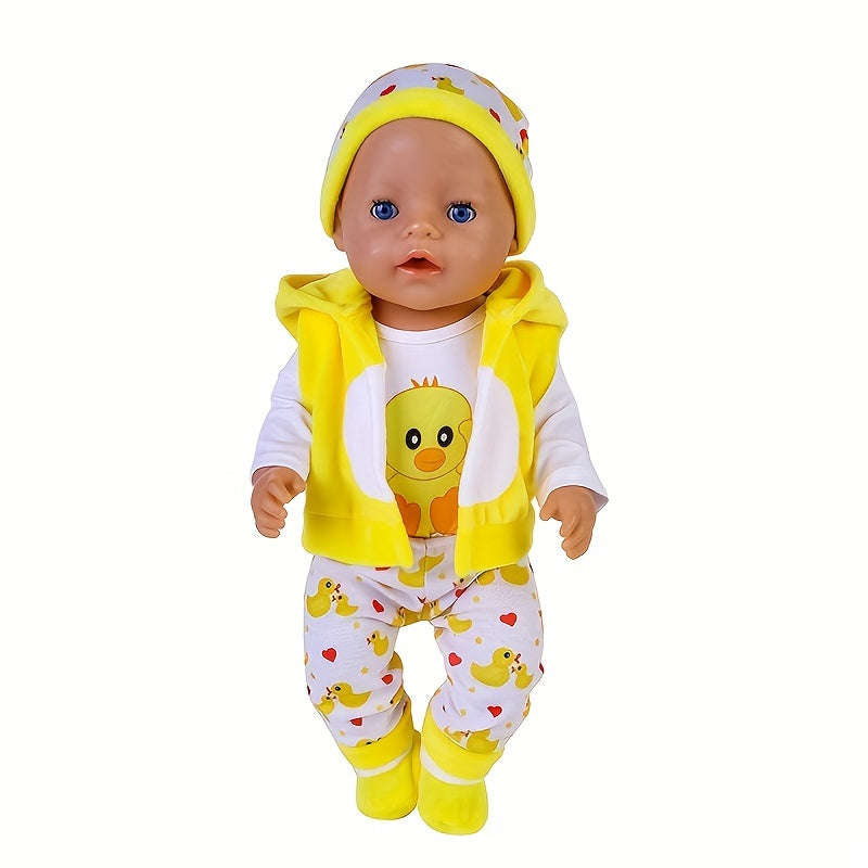5pcs Yellow Duck Doll Clothes Set for 43-45cm Newborn Dolls