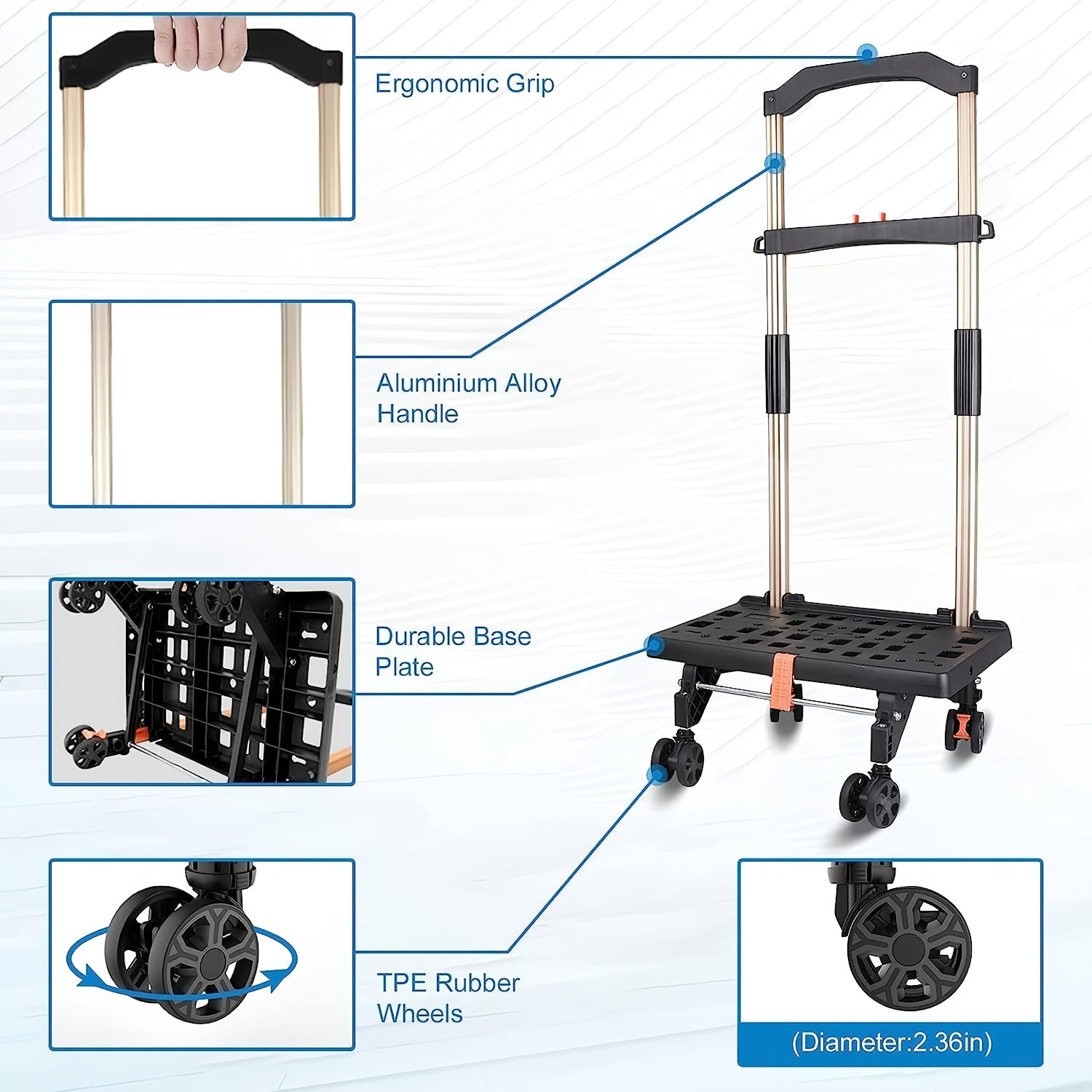 Ultra Slim Cart With Wheels Telescopic Handle Strong Load Capacity