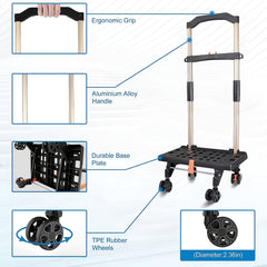 Ultra Slim Cart With Wheels Telescopic Handle Strong Load Capacity