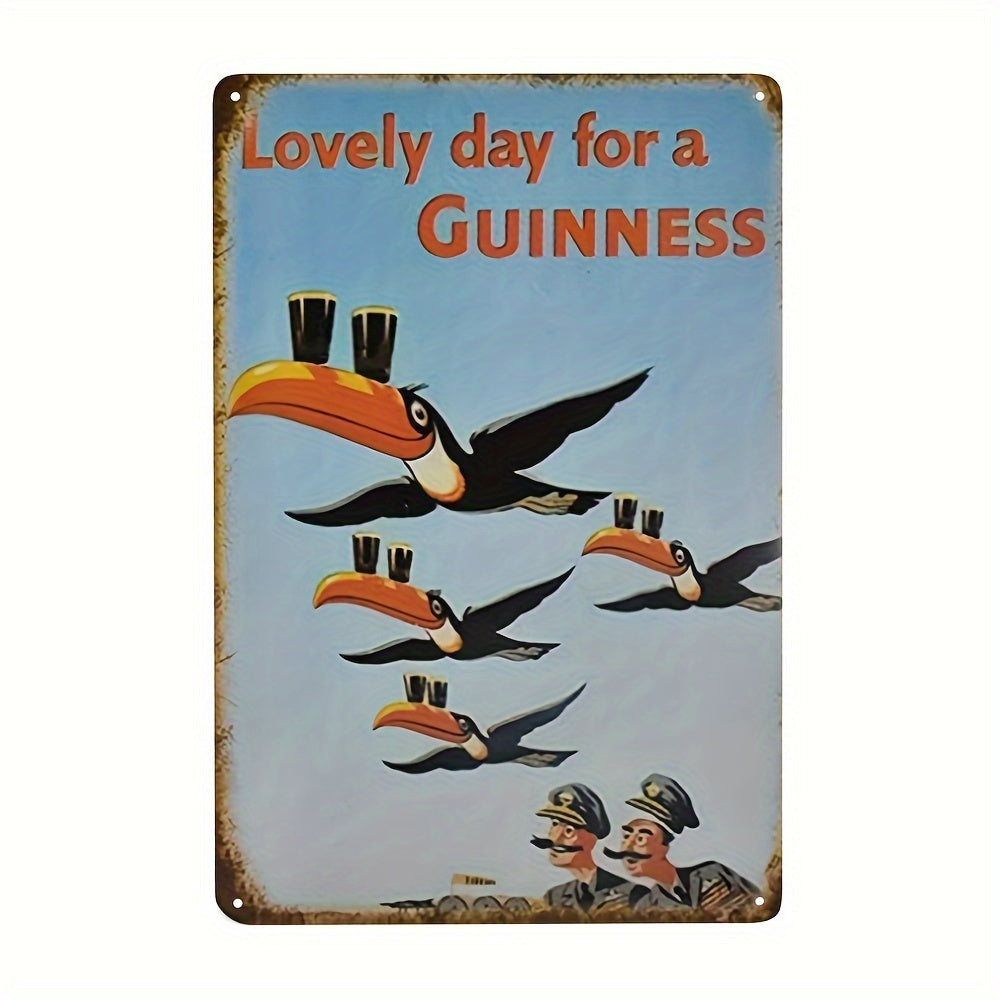 Giant Mouth Bird Balanced Drink Sign Tin Metal Sign
