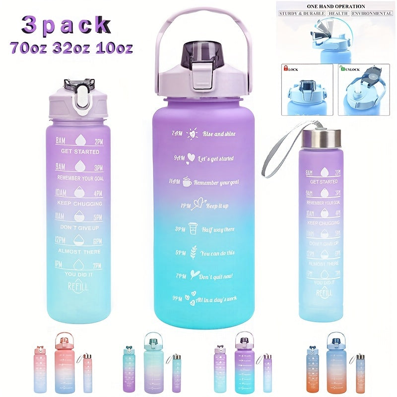 Large Capacity Gradient Sports Water Bottle with Straw