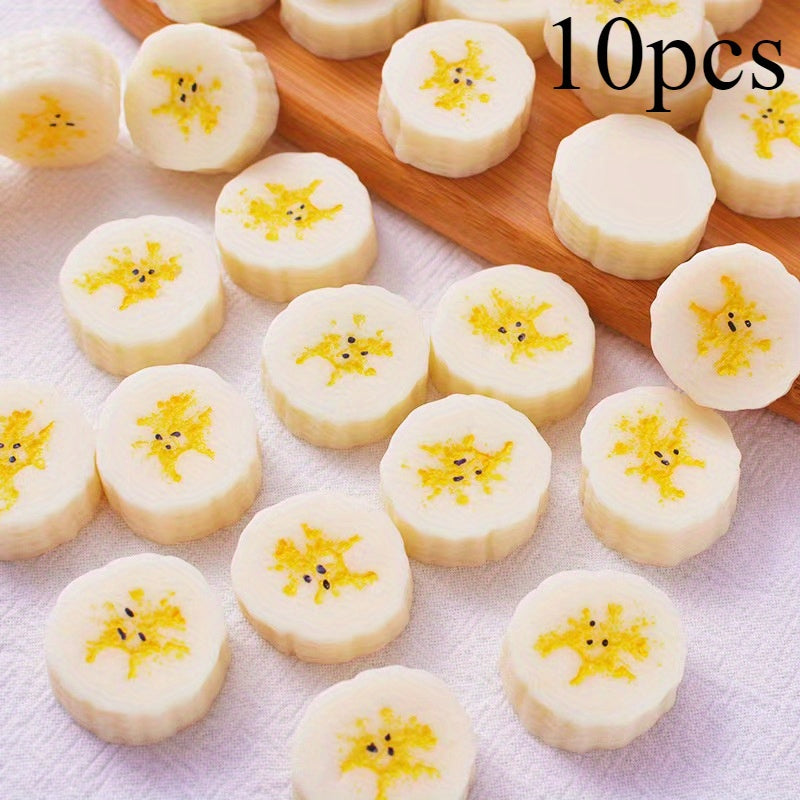 10pcs Mini Banana Chips Play Food Toy ABS Plastic Simulation DIY Crafts D