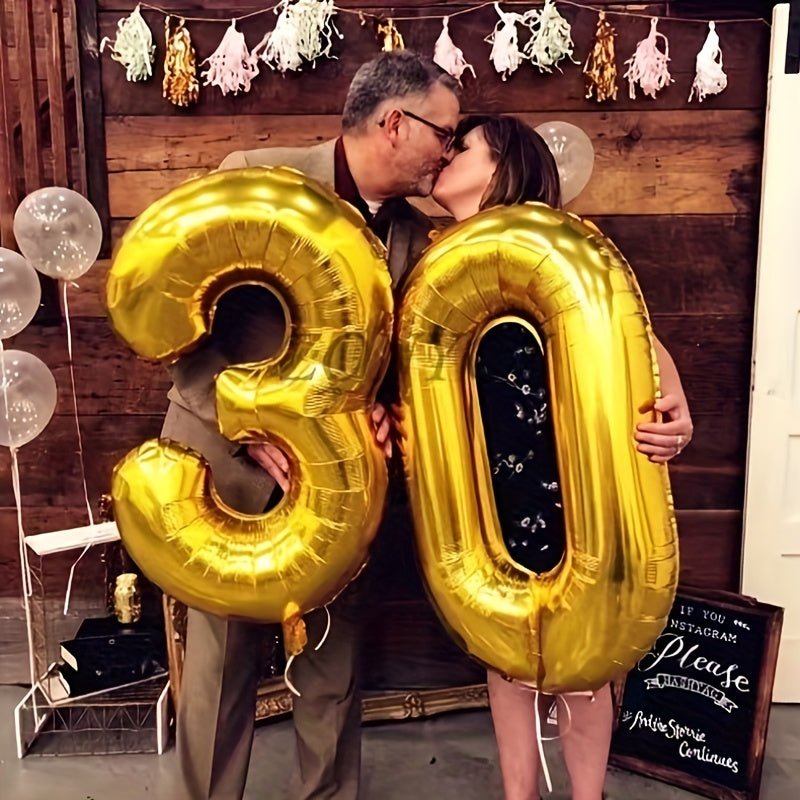 40in Golden Number 0-9 Aluminum Film Balloon Birthday Party Wedding Decor