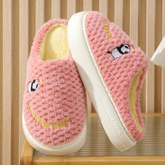 Women's Embroidered Animal Slippers Non-slip Fluffy Indoor Shoes