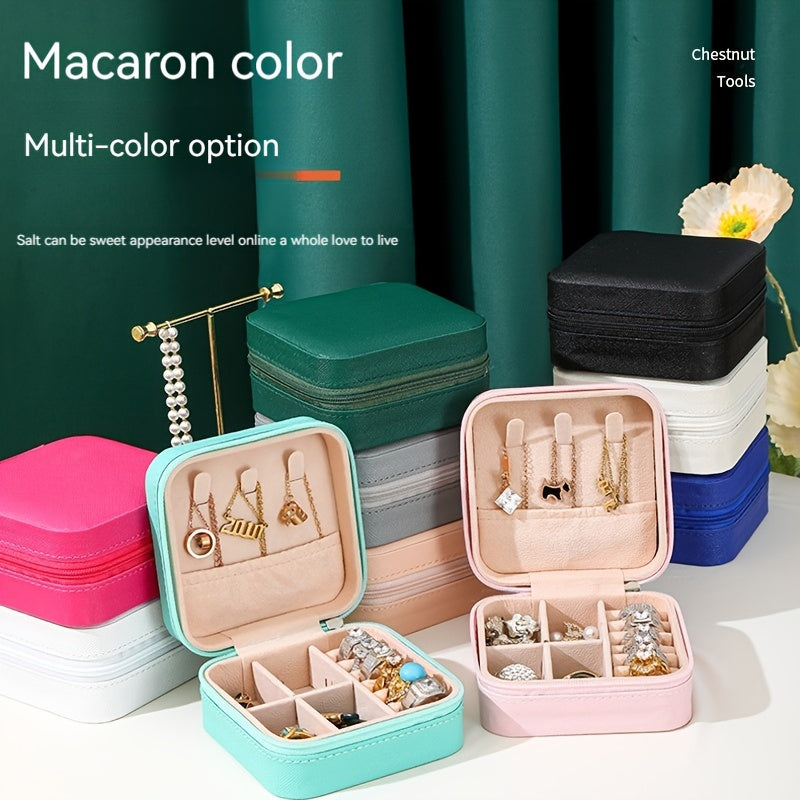 Portable Mini Jewelry Box PU Leather Organizer for Accessories