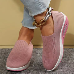 Women's Air Cushion Sock Shoes Comfort Knitted Slip On Platform Shoes