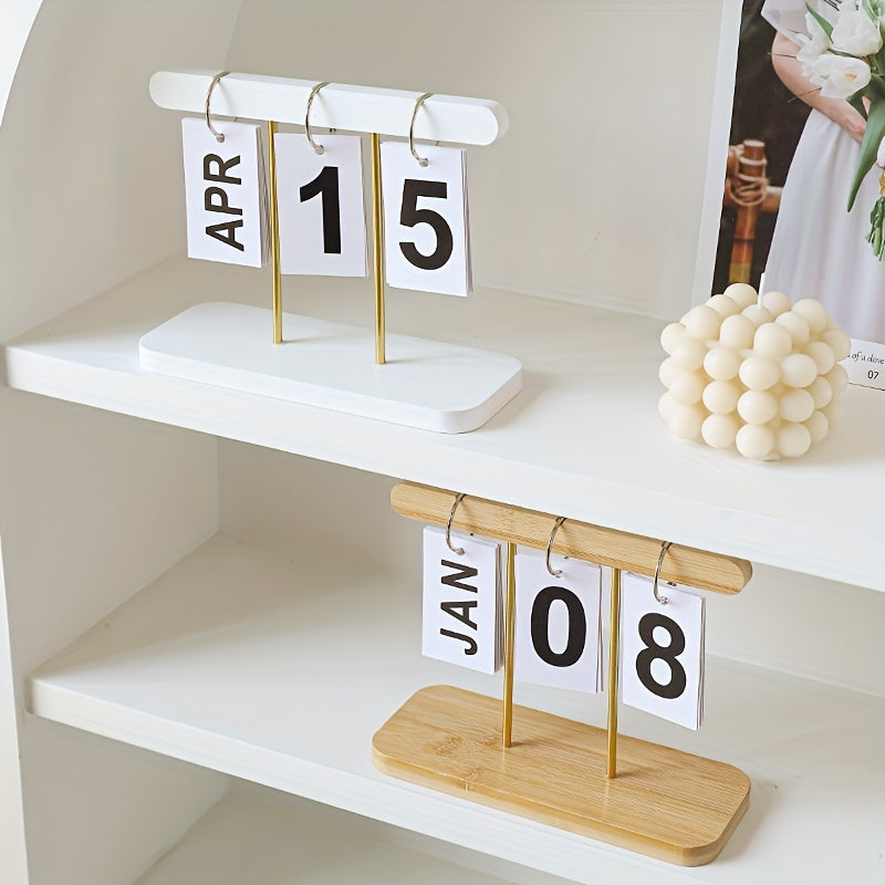 Modern Wooden Page Flip Desk Calendar Office Desktop Decoration