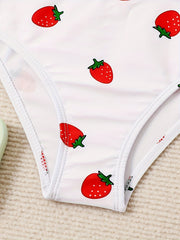 Girls 2pcs Strawberry Swimsuit Set for Hawaii Vacation