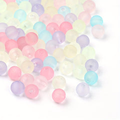 Frosted Mixed Acrylic Round Beads 6-12mm Spacer Beads DIY Bracelet Necklace