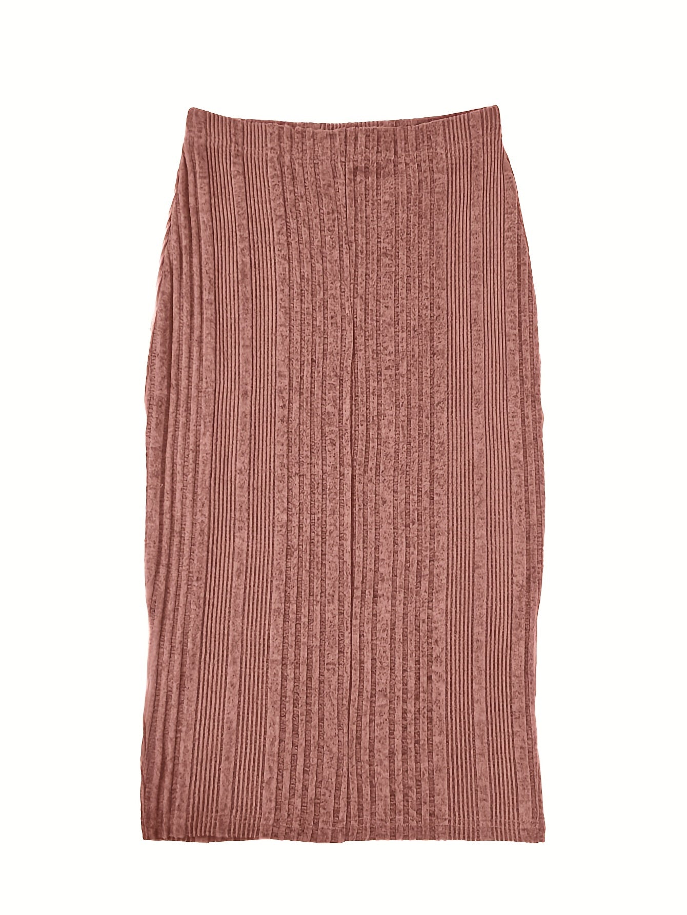  Ribbed Bodycon Skirt High Rise Stretch