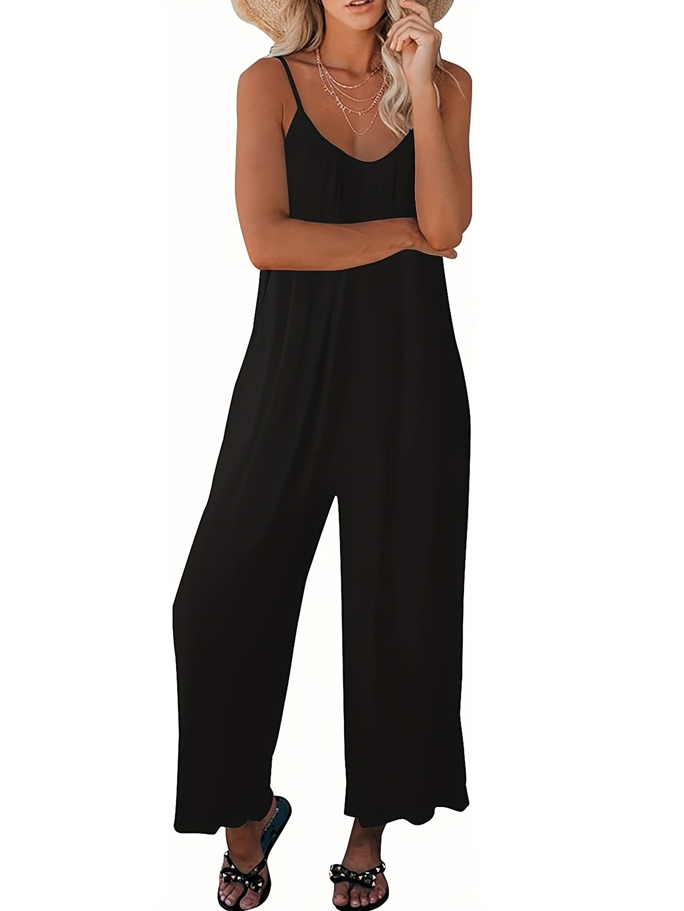 Spaghetti Strap Wide Leg Jumpsuit