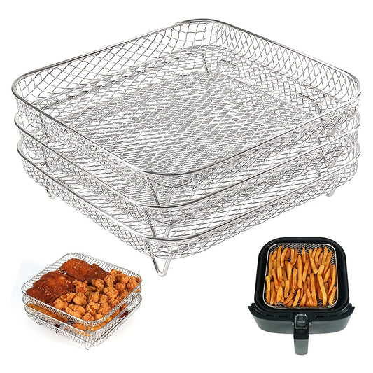 3 Tier Air Fryer Rack 304 Stainless Steel Stackable Dehydrator Racks