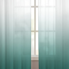 2 Panels Gradient Rod Pocket Sheer Curtains for Home