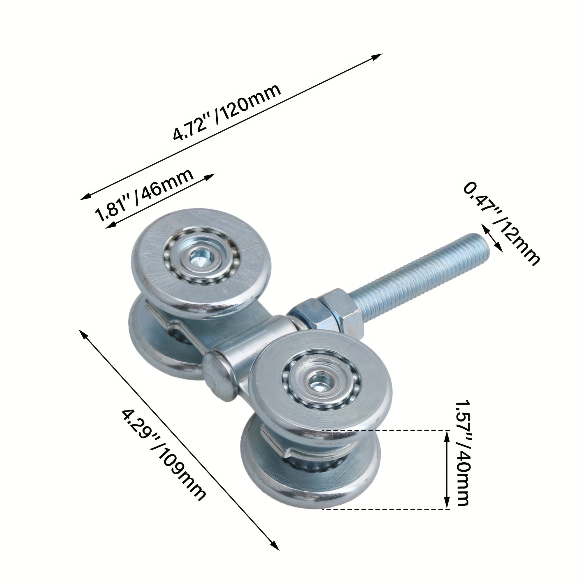 2pcs Steel Double Wheel Rail Hanging Trolley Barn Door Track Rollers