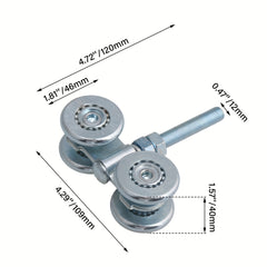 2pcs Steel Double Wheel Rail Hanging Trolley Barn Door Track Rollers