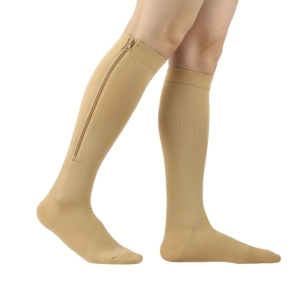 Compression Knee High Socks w/ Zip 3 Pack for Men and Women