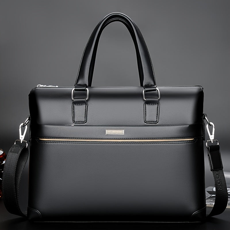 BAODIDAISHU Men's PU Leather Laptop Briefcase Top Handle Bag